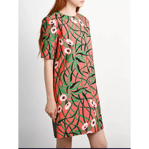 Marni Floral Coral Shift Dress Size 40 / US 4